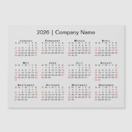 Calendário 2026 com Magnet de Cinza de Nome Comerc