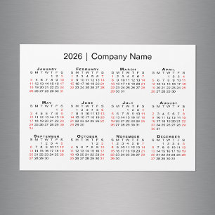 Calendário 2026 com o nome comercial White Magnet