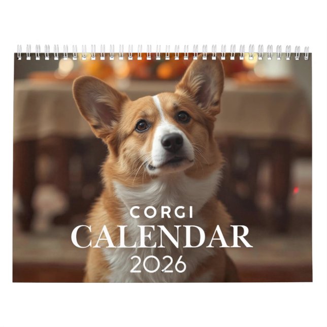 Calendário 2026 Corgi Calendar – 12 Month Wall Calendar (Capa)