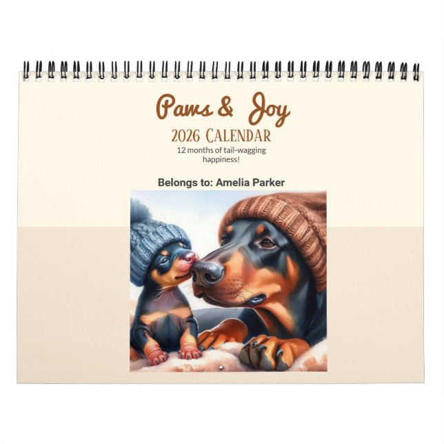 Calendário 2026 Custom Dog Calendar Wall Art – Photo Calendar (Capa)