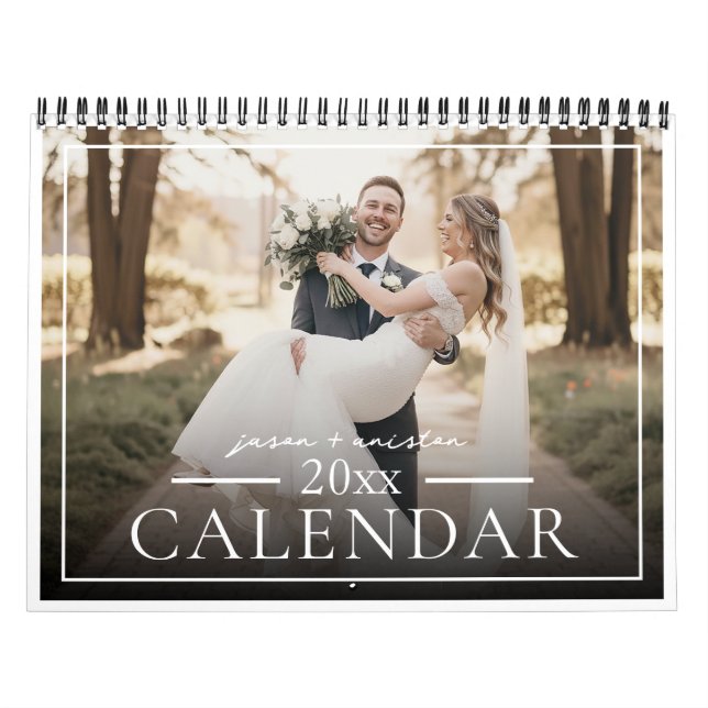 Calendário 2026 Custom Wedding Photo Newlywed Chic (Capa)