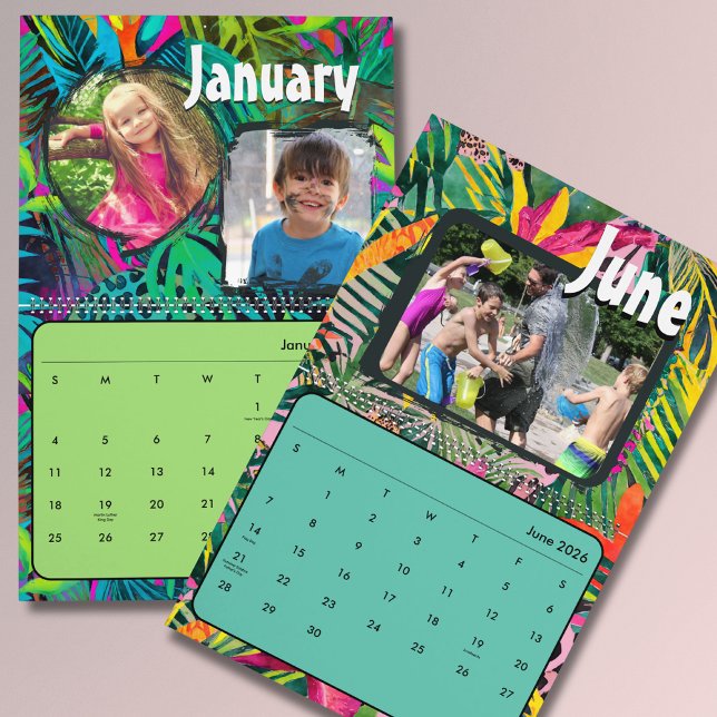 Calendário 2026 Cute Tropical colorful custom photos wall (Criador carregado)