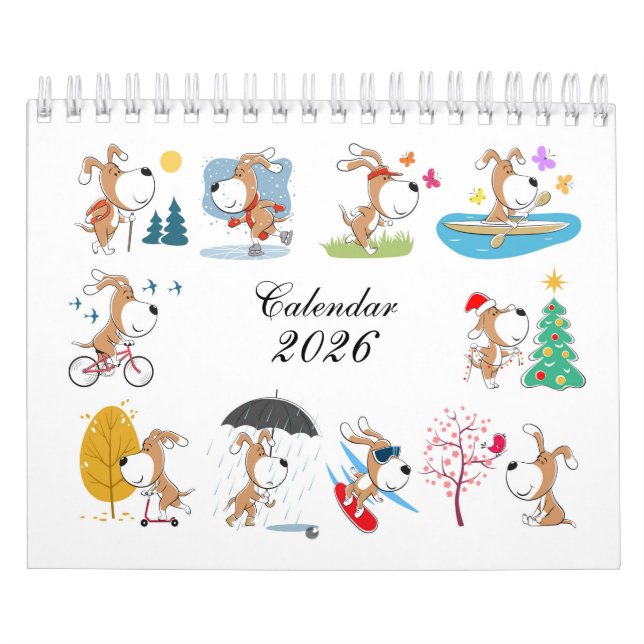Calendário 2026 de Cachorro Cachorrinho Engraçado  (Capa)