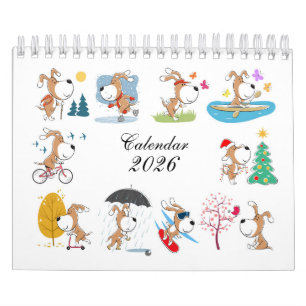 Calendário 2026 de Cachorro Cachorrinho Engraçado