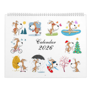 Calendário 2026 de Desenho Animado Cachorrinho Fof