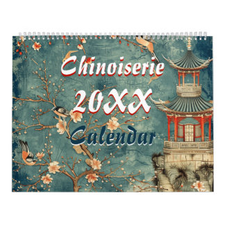 Calendário 2026 elegant chinoiserie wall 