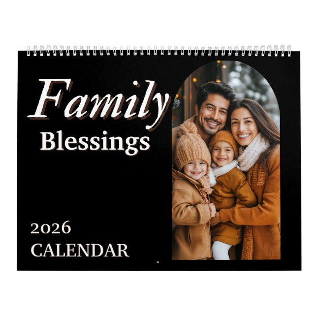 Calendário 2026 Family Blessings Photos Scripture Large (Capa)