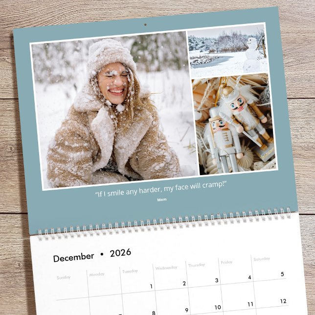 Calendário 2026 Family Quotes & Funny Sayings Custom Photo (Criador carregado)