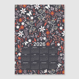 Calendário 2026 Floral Whimsical e Borboleta