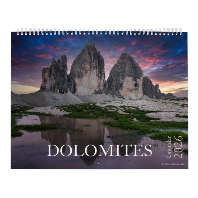 Calendário 2026 Foto da natureza e paisagem do Dolomites (Capa)
