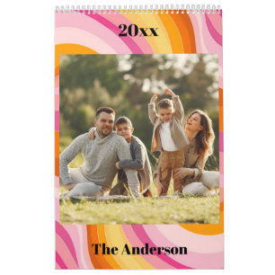 Calendário 2026 Foto de Família Personalizada Vintage anos 70