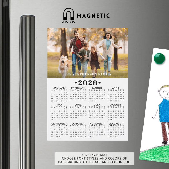 Calendário 2026 Foto Magnético Personalizado (Criador carregado)