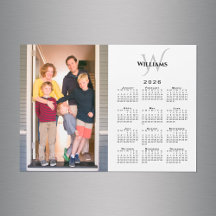 Calendário 2026 Foto Personalizada Monograma Nome