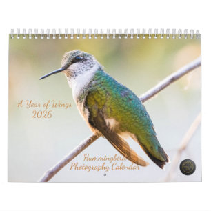Calendário 2026 Fotografia de Beija-flor: Um Ano de Asas