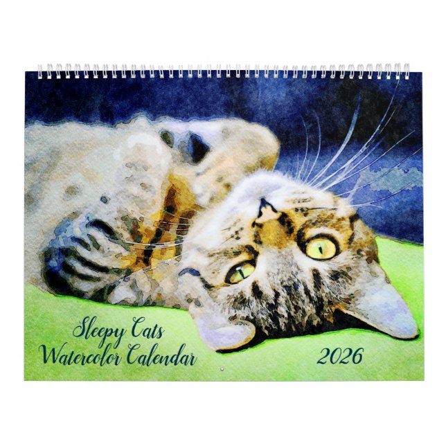 Calendário 2026 Funny Lazy Sleepy Cat Relaxing Cat Lover Gift (Capa)