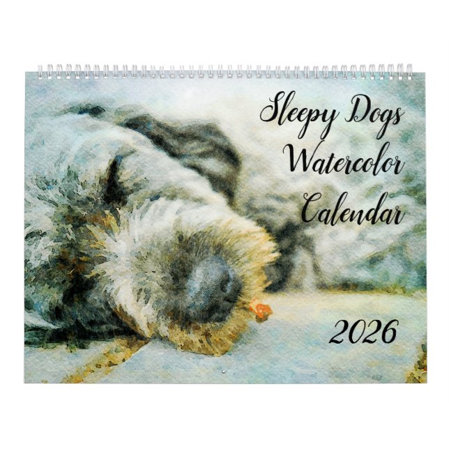 Calendário 2026 Funny Lazy Sleepy Dog Puppy Antianxiety Gift (Capa)