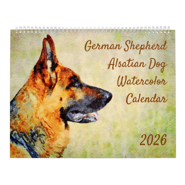 Calendário 2026 German Shepherd Alsatian Dog Lover GSD Gift (Capa)