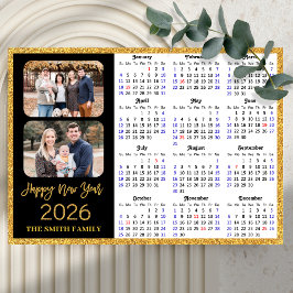 Calendário 2026 Glitter Moderno Dourado 2 Foto Mag