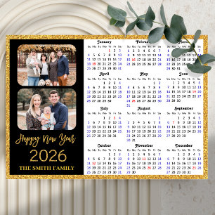 Calendário 2026 Glitter Moderno Dourado 2 Foto Mag