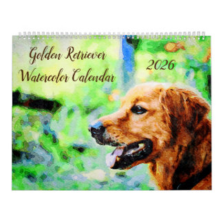 Calendário 2026 Golden Retriever Dogs Golden Owner gift