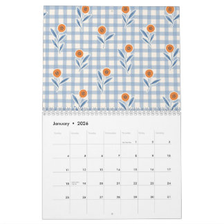 Calendário 2026 Grandmillenial Pastel Floral Art Calendar