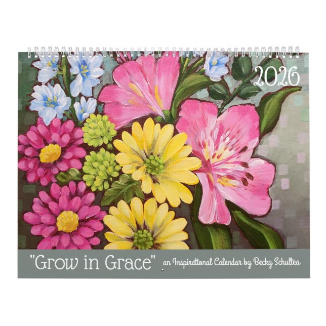 Calendário 2026 Grow in Grace Inspirational Floral Calendar (Capa)