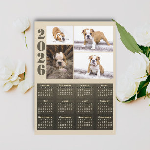 Calendário 2026 Ímã Colagem de 4 Fotos de Cachorro
