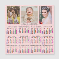 Calendário 2026 Ímã Colagem de Fotos da Família Ro
