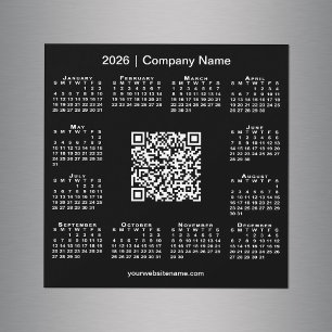 Calendário 2026 Ímã de Negócios QR Code Preto Pers