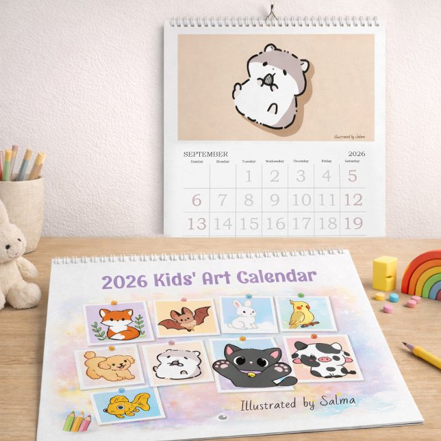 Calendário 2026 Kids Drawings Calendar, Salma's Cute Animals  (2026 Kids Drawings Calendar, Salma's Cute Animals Calendar, Kids drawings turn into art)