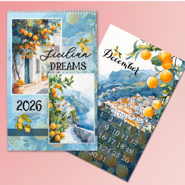Calendário 2026 lemon watercolor Travel sicilian