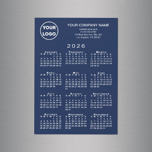 Calendário 2026 Logotipo comercial Texto Marinho M