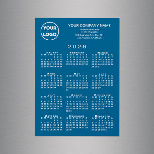 Calendário 2026 Logotipo de Negócios Texto Azul Ca