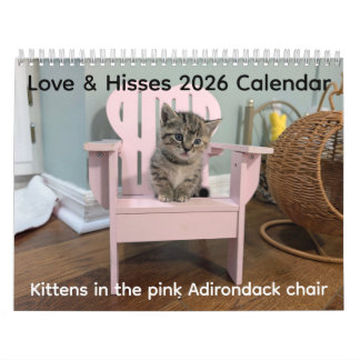 Calendário 2026 Love & Hisses Calendar - the pink Adirondack