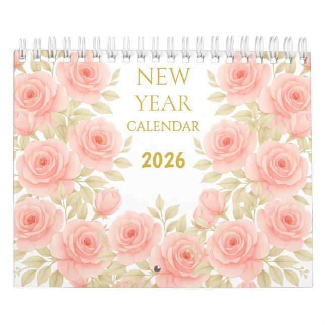 Calendário 2026 Luxury Watercolor Floral Wall Calendar (Capa)