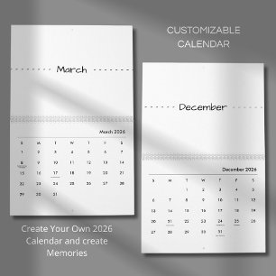 Calendário 2026 Minimalista Moderno Elegante