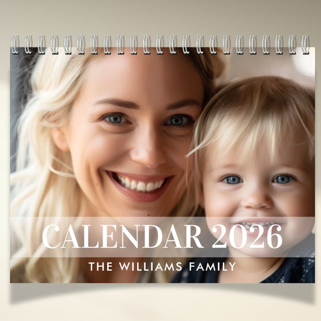 Calendário 2026 Modern Crie Sua Própria Foto Personalizada Da (2026 family photo calendar)