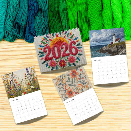 Calendário 2026 Modern Cross Stitch Art | Aesthetic 