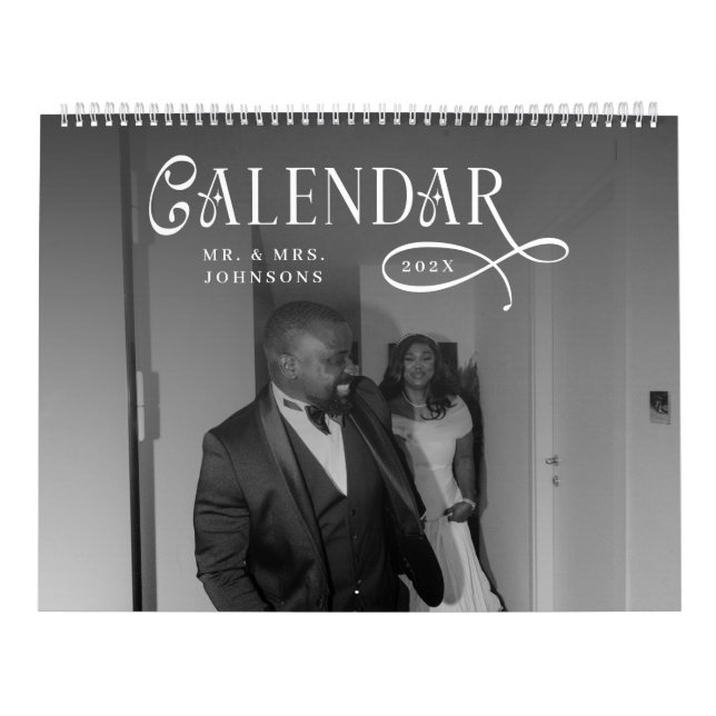 Calendário 2026 Modern Elegant Wedding 14 Photos Newlyweds (Capa)