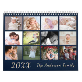 Calendário 2026 Modern Family Photo Calendar – black & gold