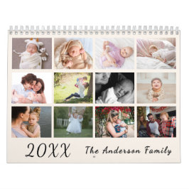 Calendário 2026 Modern Family Photo Calendar – black & white