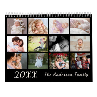 Calendário 2026 Modern Family Photo Calendar – black & white