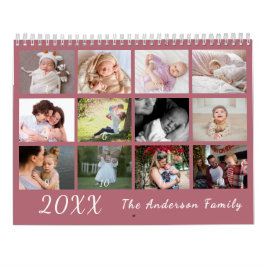 Calendário 2026 Modern Family Photo Calendar – Pink