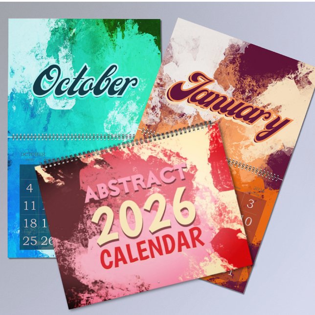 Calendário 2026 moderno abstrato colorido retrô  (Criador carregado)
