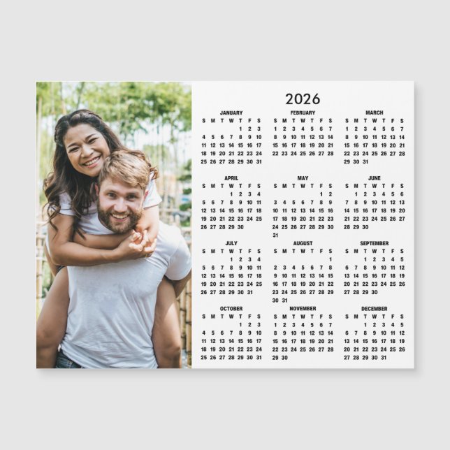 Calendário 2026 Moderno Ímã de Foto Simples (Frente)