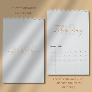 Calendário 2026 Moderno Simples e Elegante