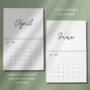 Calendário 2026 Moderno Simples e Elegante