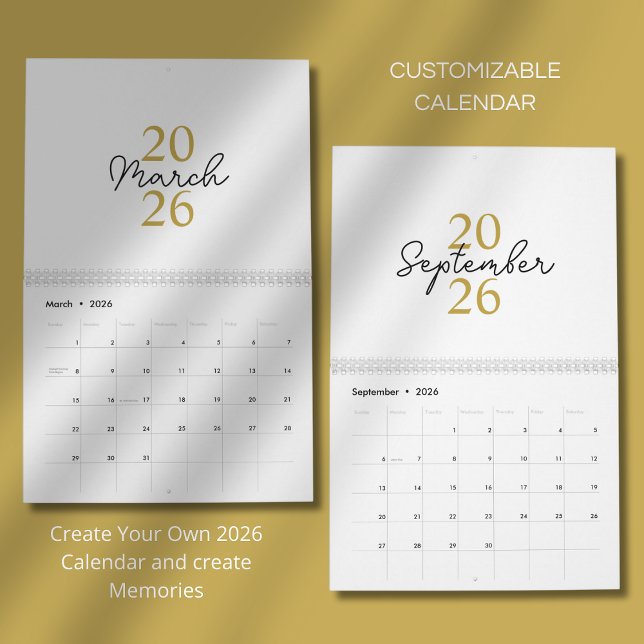 Calendário 2026 Moderno Simples Elegante (Criador carregado)