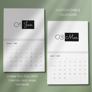 Calendário 2026 Moderno Simples Elegante