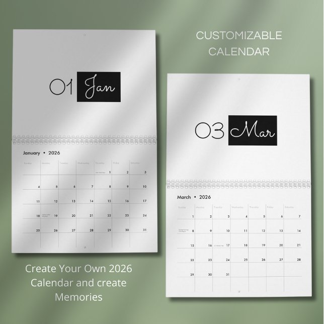Calendário 2026 Moderno Simples Elegante (Criador carregado)